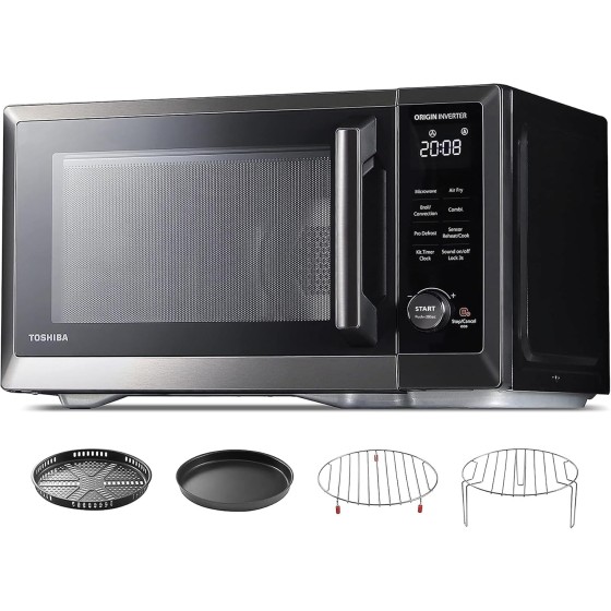 TOSHIBA Countertop Microwave Oven Air Fryer Combo, Inverter, Convection, Broil, Speedy Combi, Even Defrost, Humidity Sensor, Mute Function, 27 Auto Menu&47 Recipes, 1.0 cu.ft/30QT, 1000W
